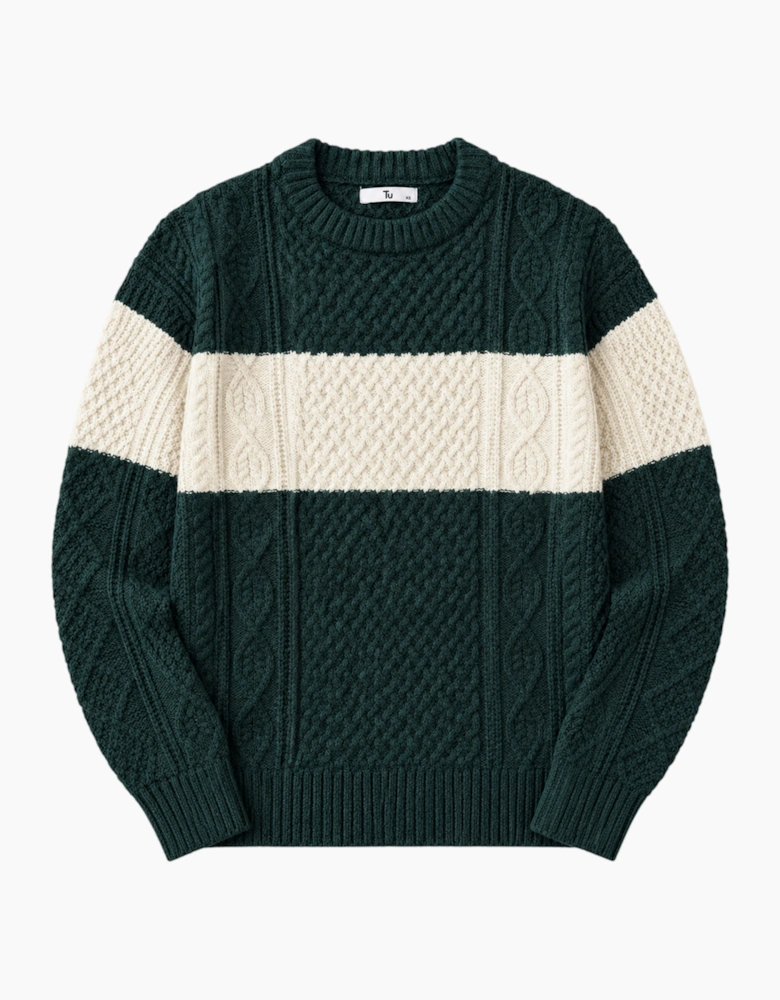 Tu Mens Cable Knit Wool Jumper Chunky Textured Sweater