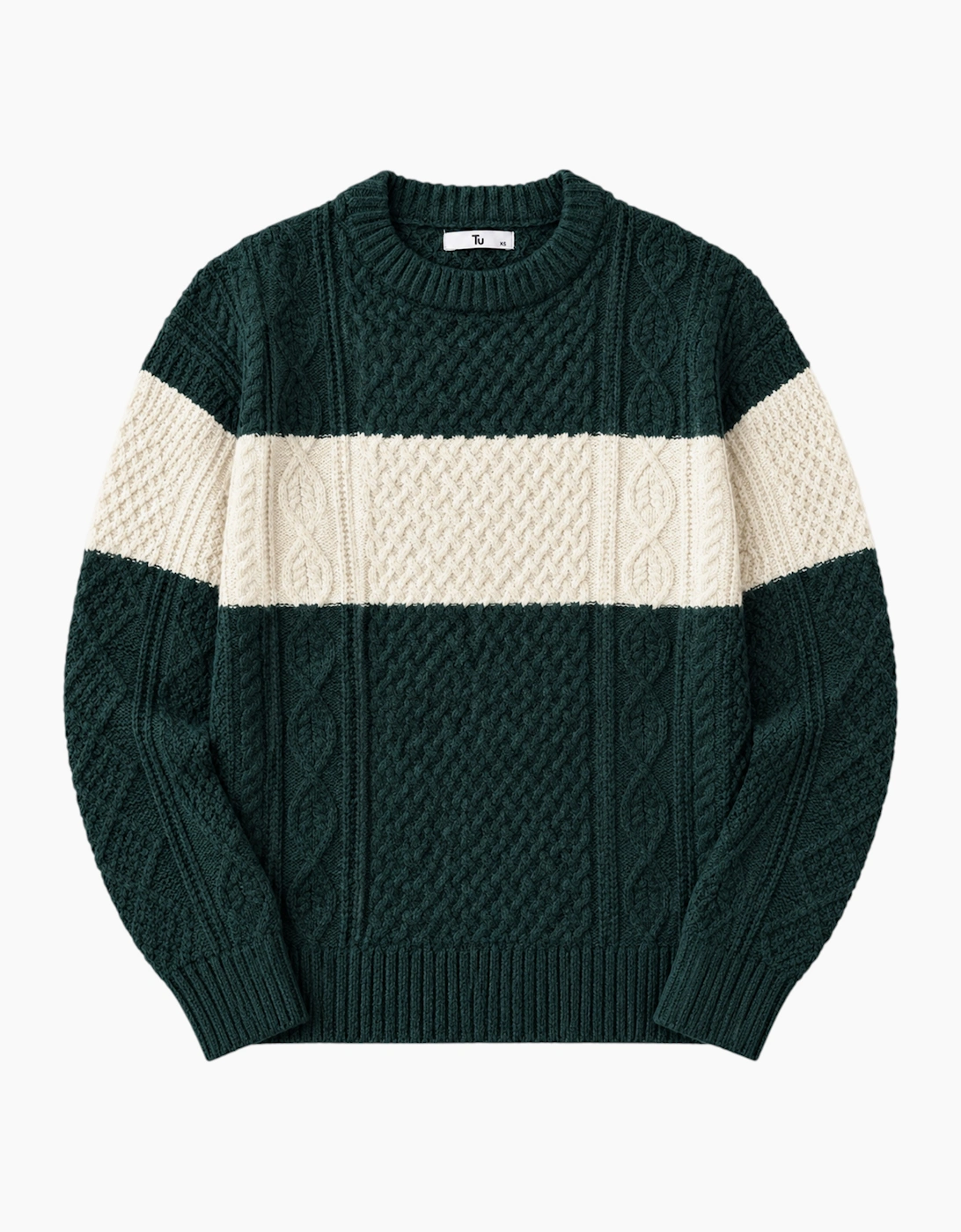Tu Mens Cable Knit Wool Jumper Chunky Textured Sweater