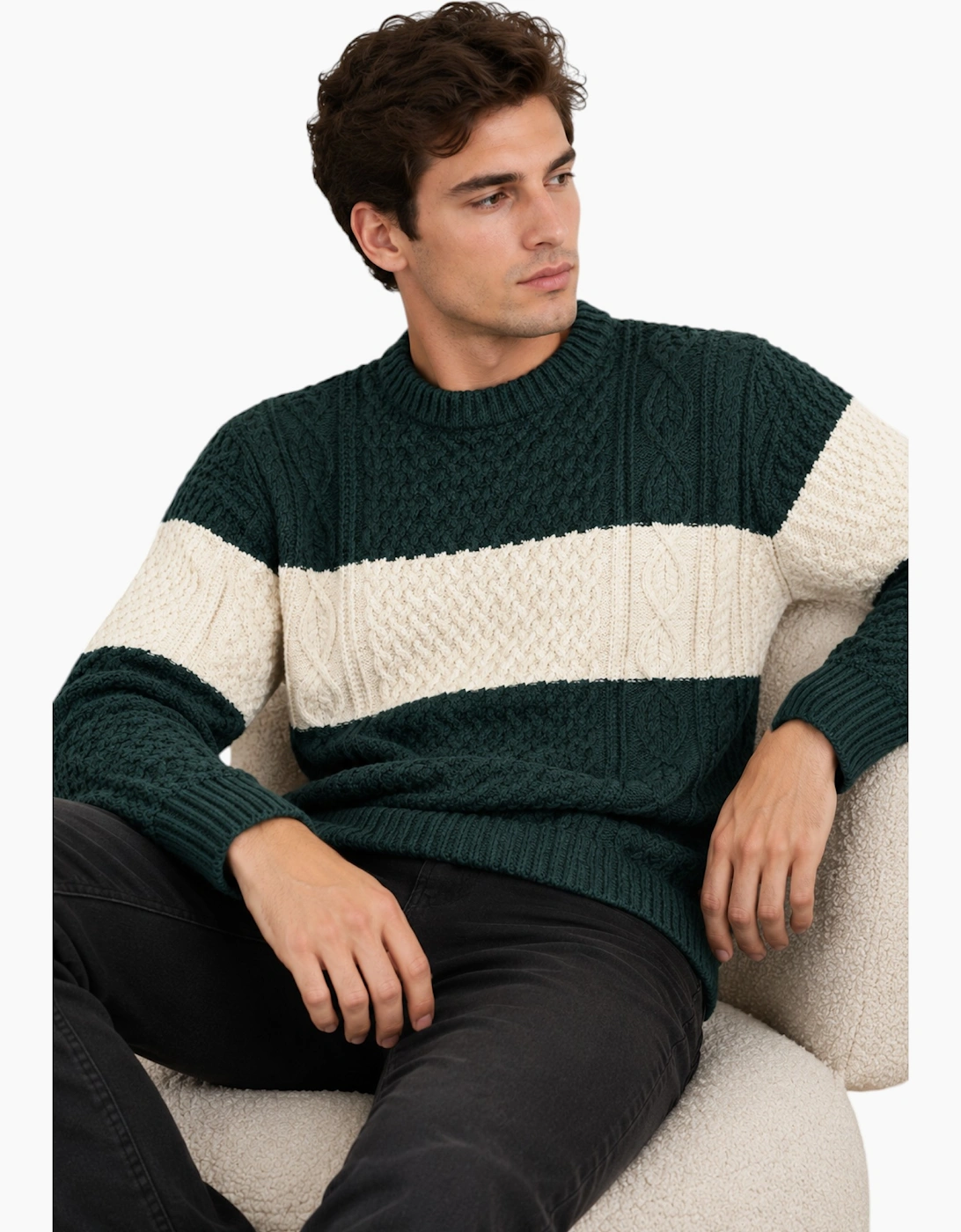 Tu Mens Cable Knit Wool Jumper Chunky Textured Sweater