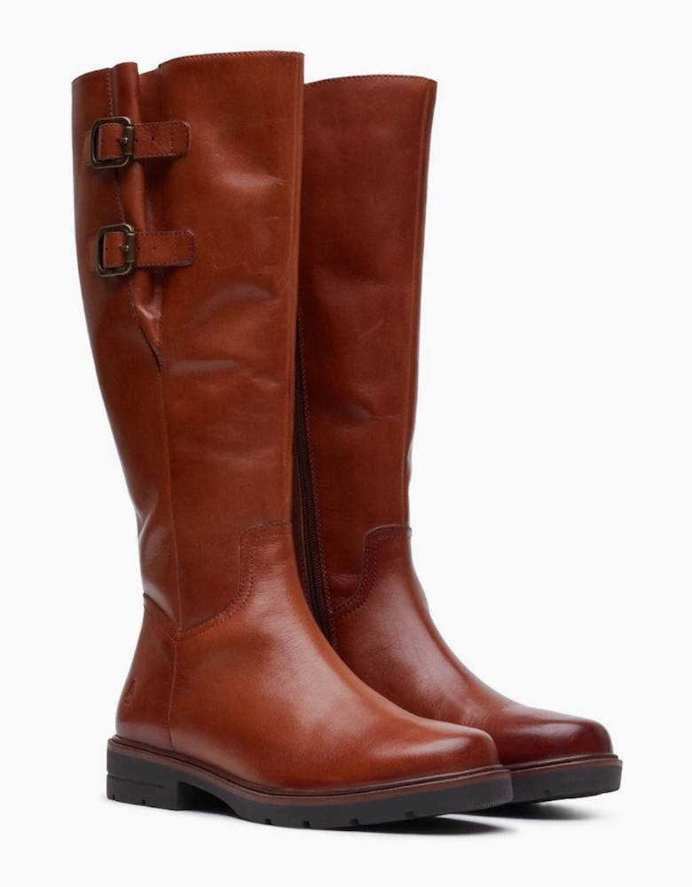 Hush Puppies TALLULAH Womens Leather Long Boots Tan