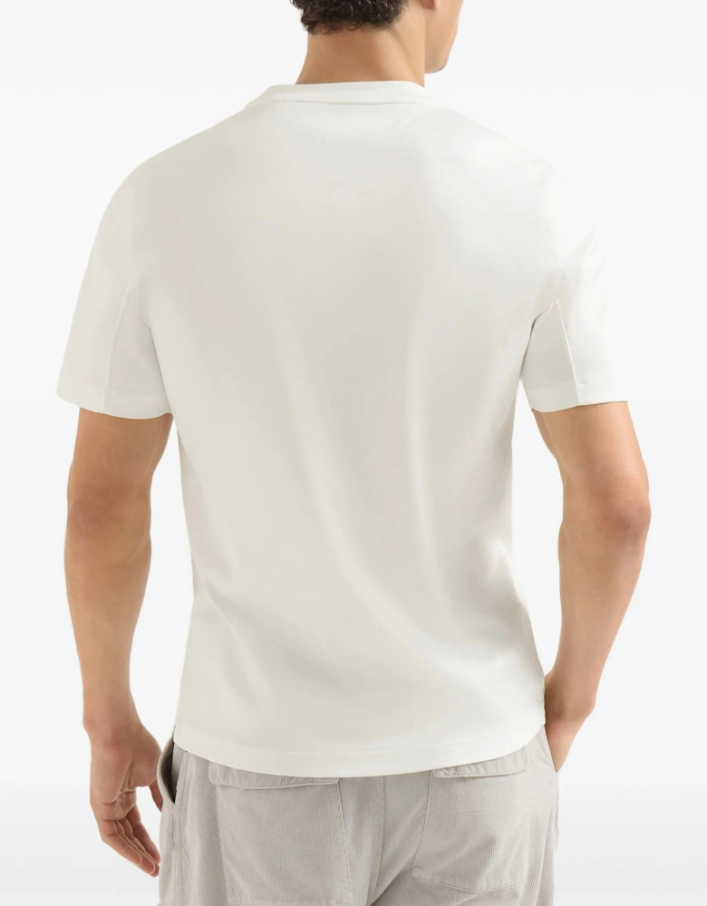 Brunello Cucinelli Logo Print T-Shirt in Off-White