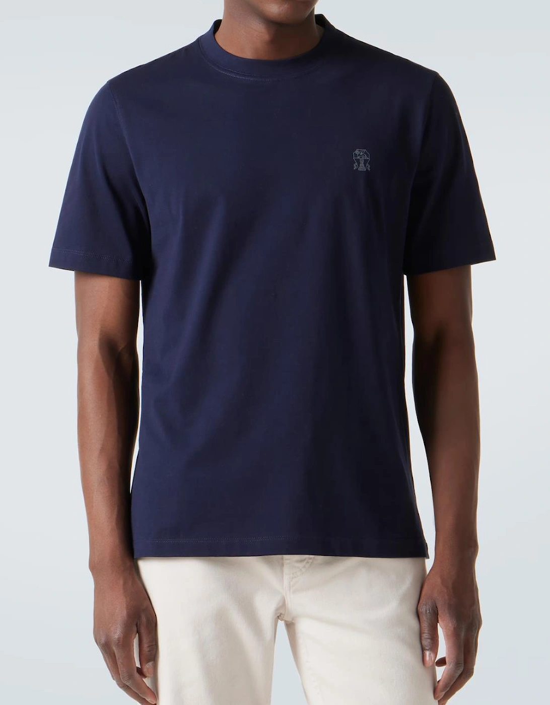 Brunello Cucinelli Logo Print T-Shirt in Navy