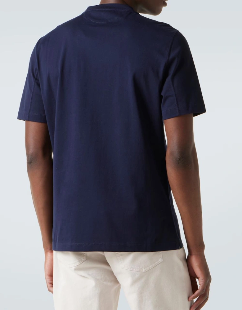 Brunello Cucinelli Logo Print T-Shirt in Navy