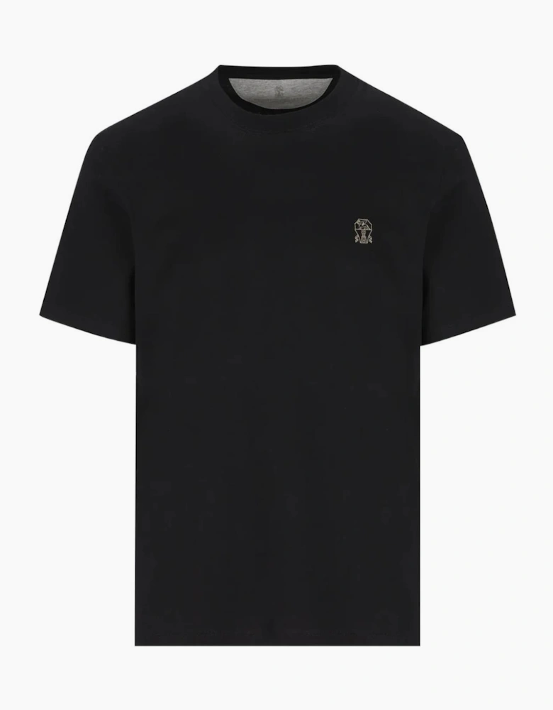Brunello Cucinelli Logo Print T-Shirt in Black