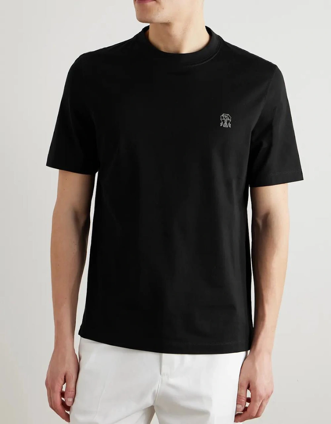Brunello Cucinelli Logo Print T-Shirt in Black