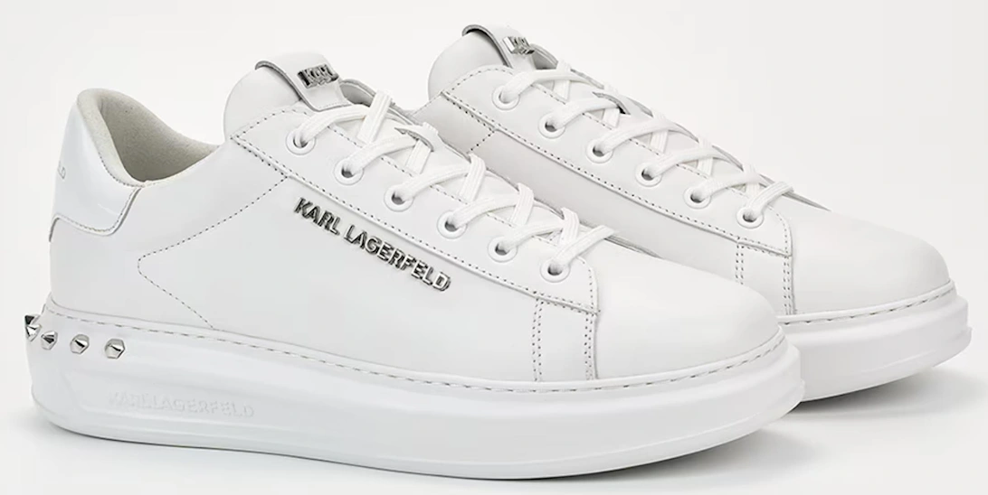 Studded Metal Logo White Sneaker