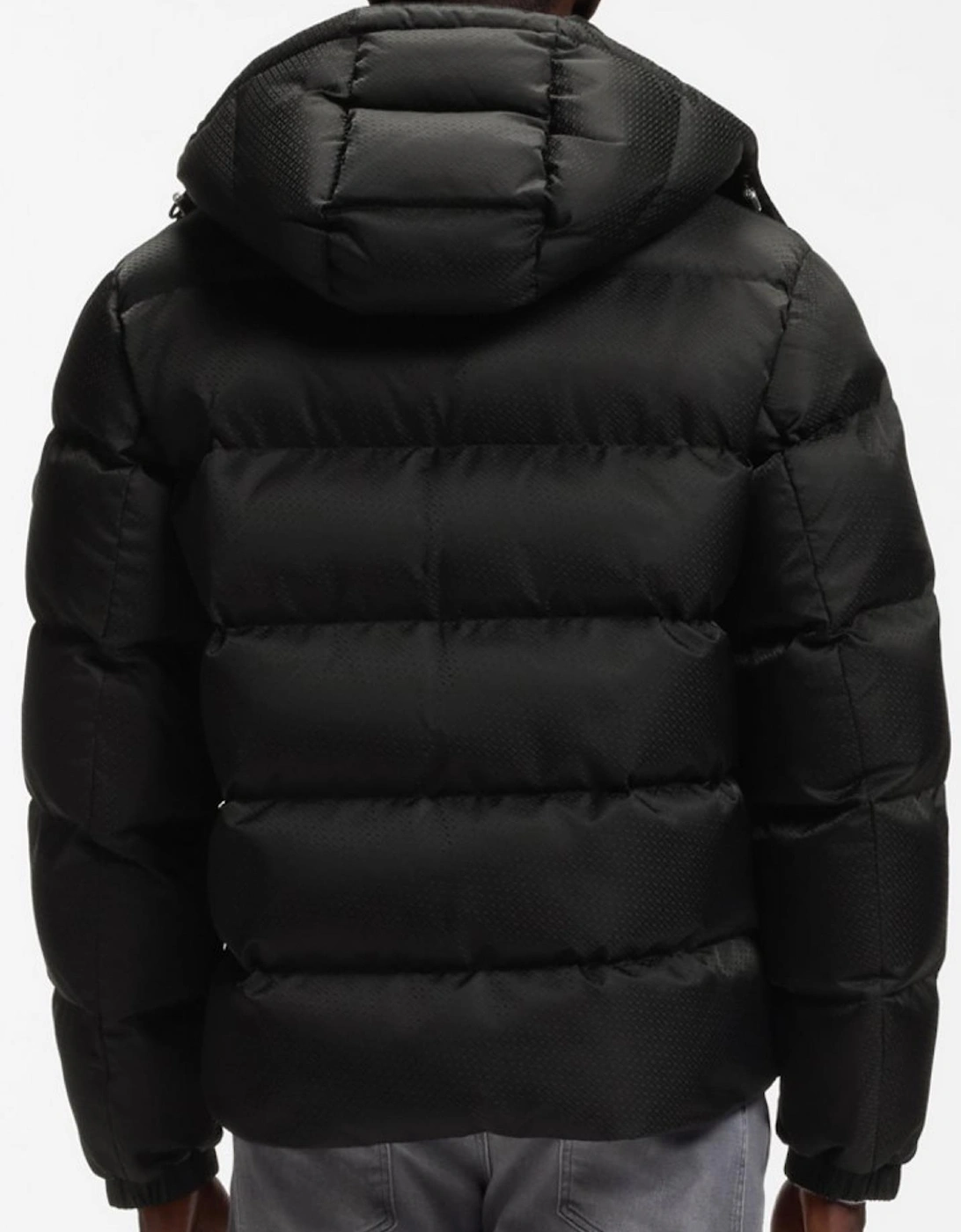H-Corbinian-264 Monogram Logo Black Puffer Jacket