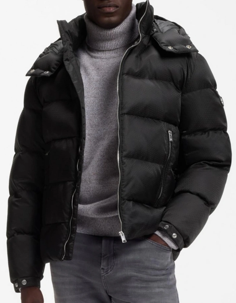 H-Corbinian-264 Monogram Logo Black Puffer Jacket