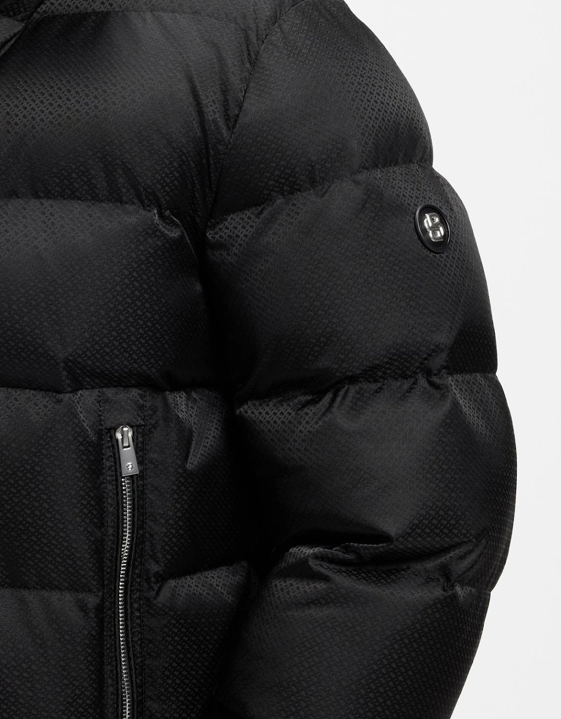 H-Corbinian-264 Monogram Logo Black Puffer Jacket