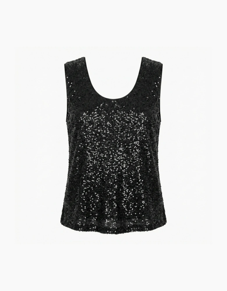Maxine Sequin Vest-Black