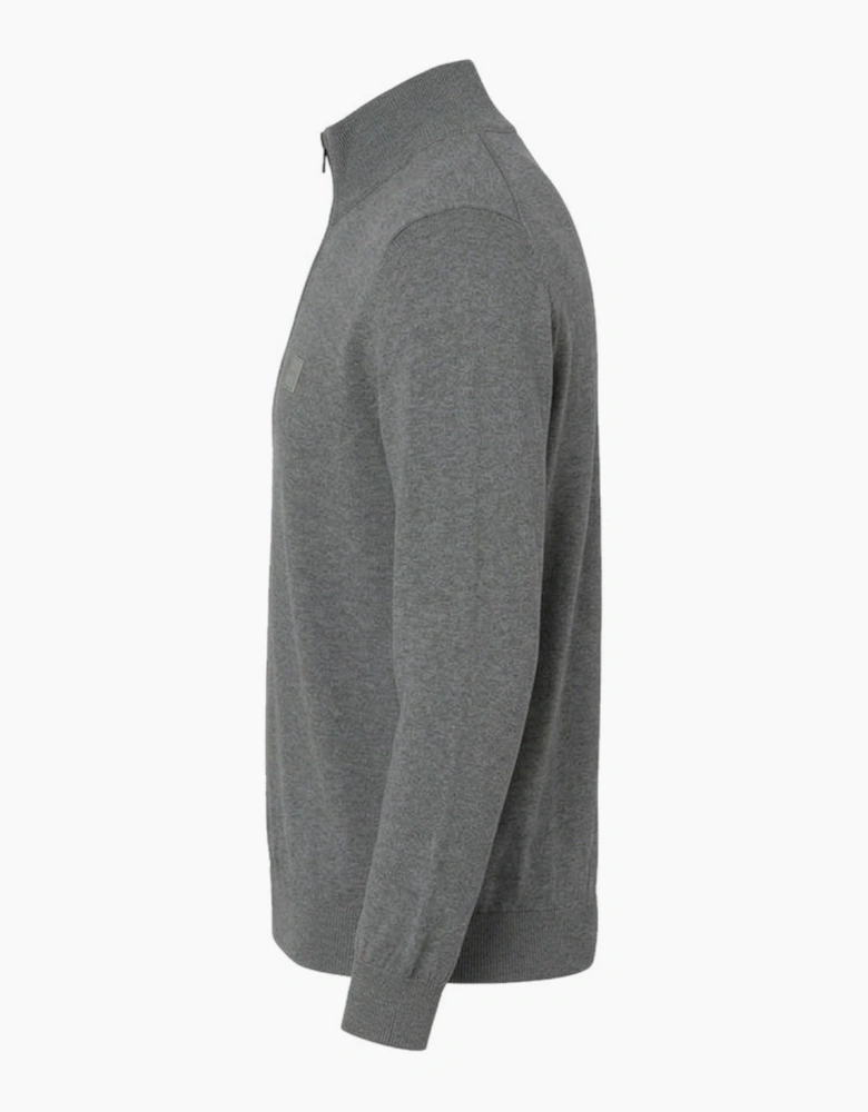 BOSS Kanobix Zip Neck Jumper Grey