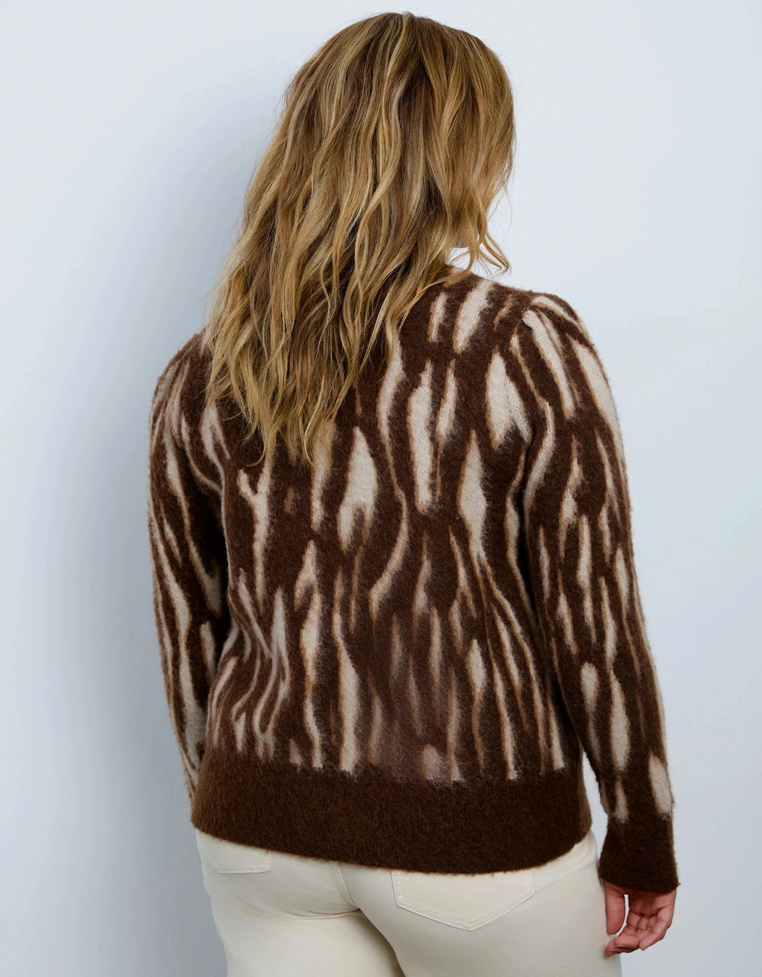 Brown Abstract Mohair Blend Knitted Jumper
