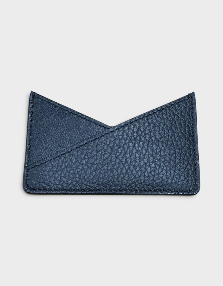 MM6 Leather V-Shape Card Holder Black Pebbled