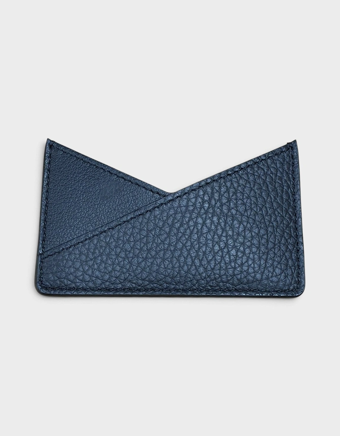 MM6 Leather V-Shape Card Holder Black Pebbled