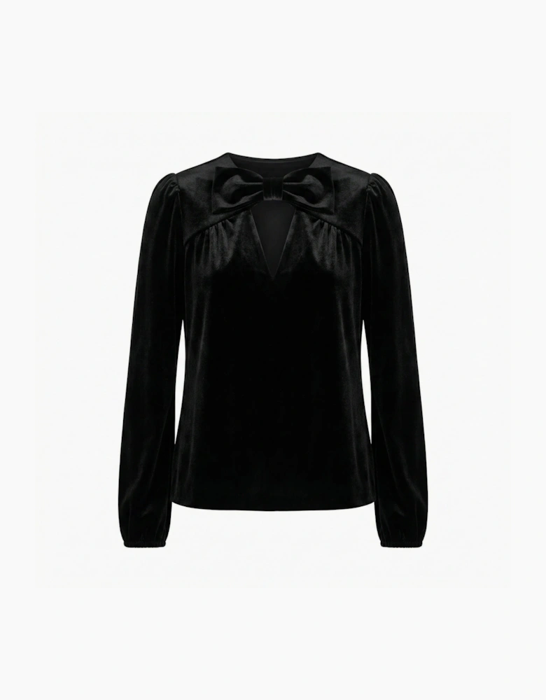 Rosalita Velvet Bow Top-Black