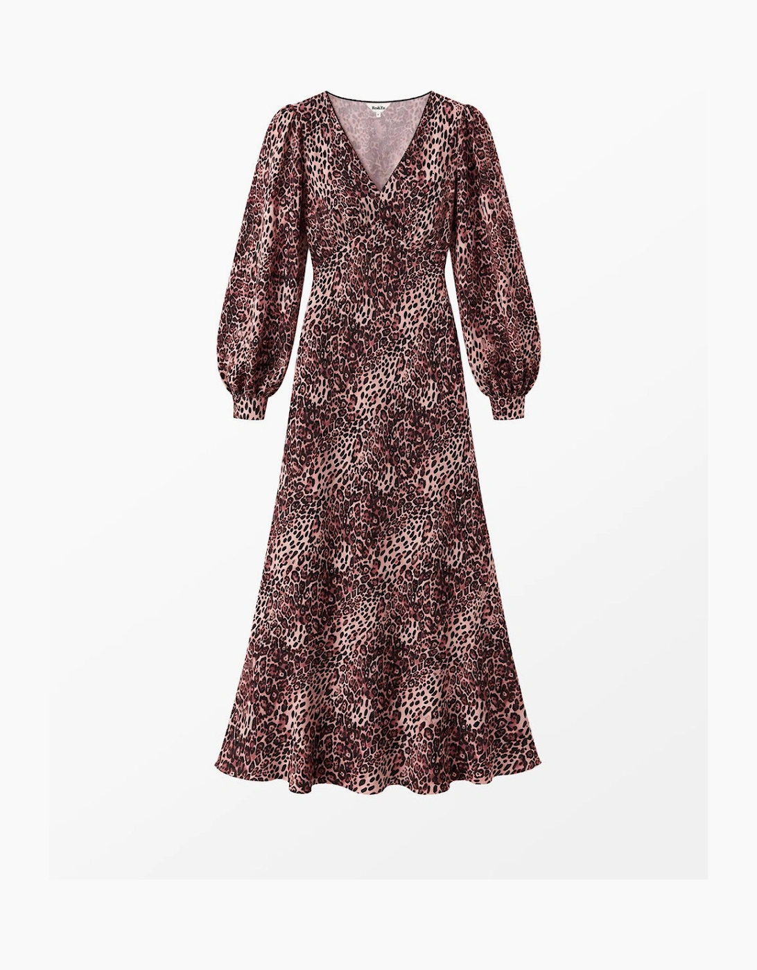 Pink Leopard Print V-Neck Midi Dress