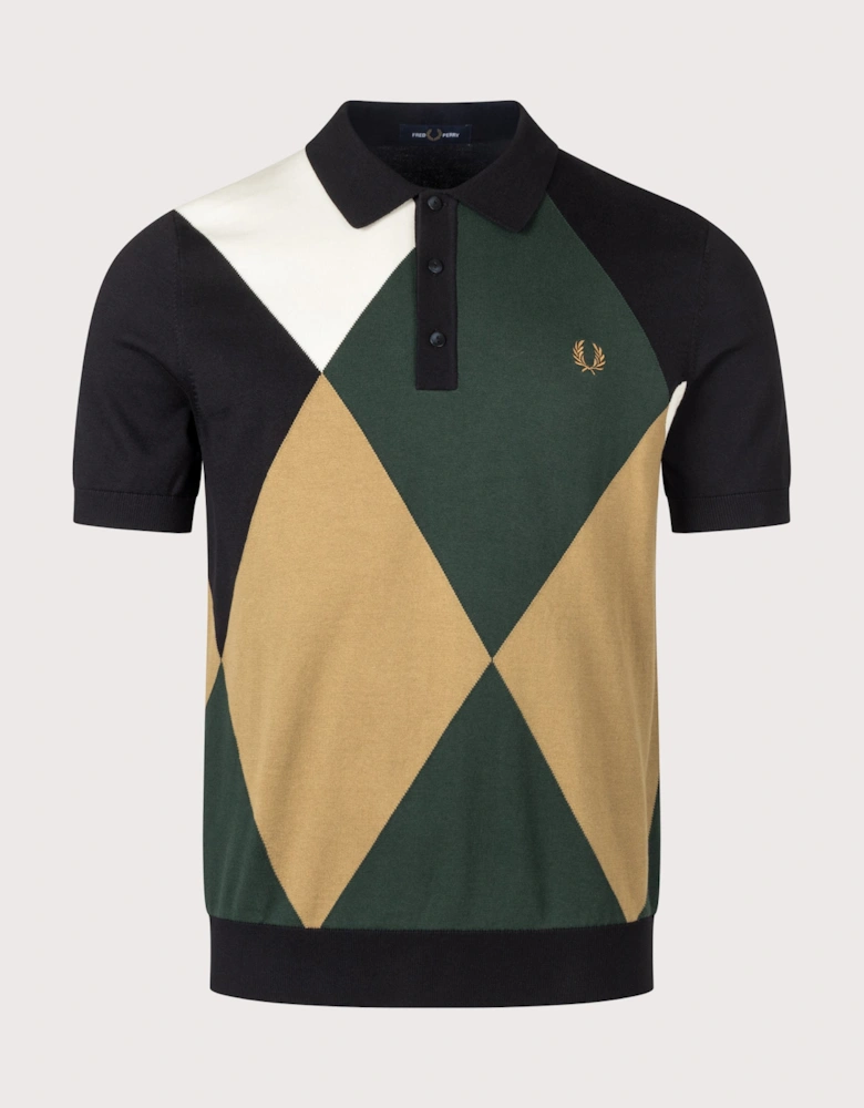 Regular Fit Offset Argyle Knitted Shirt