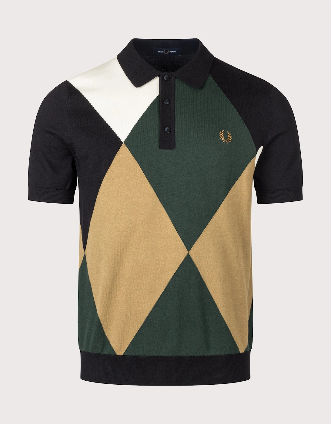 Regular Fit Offset Argyle Knitted Shirt