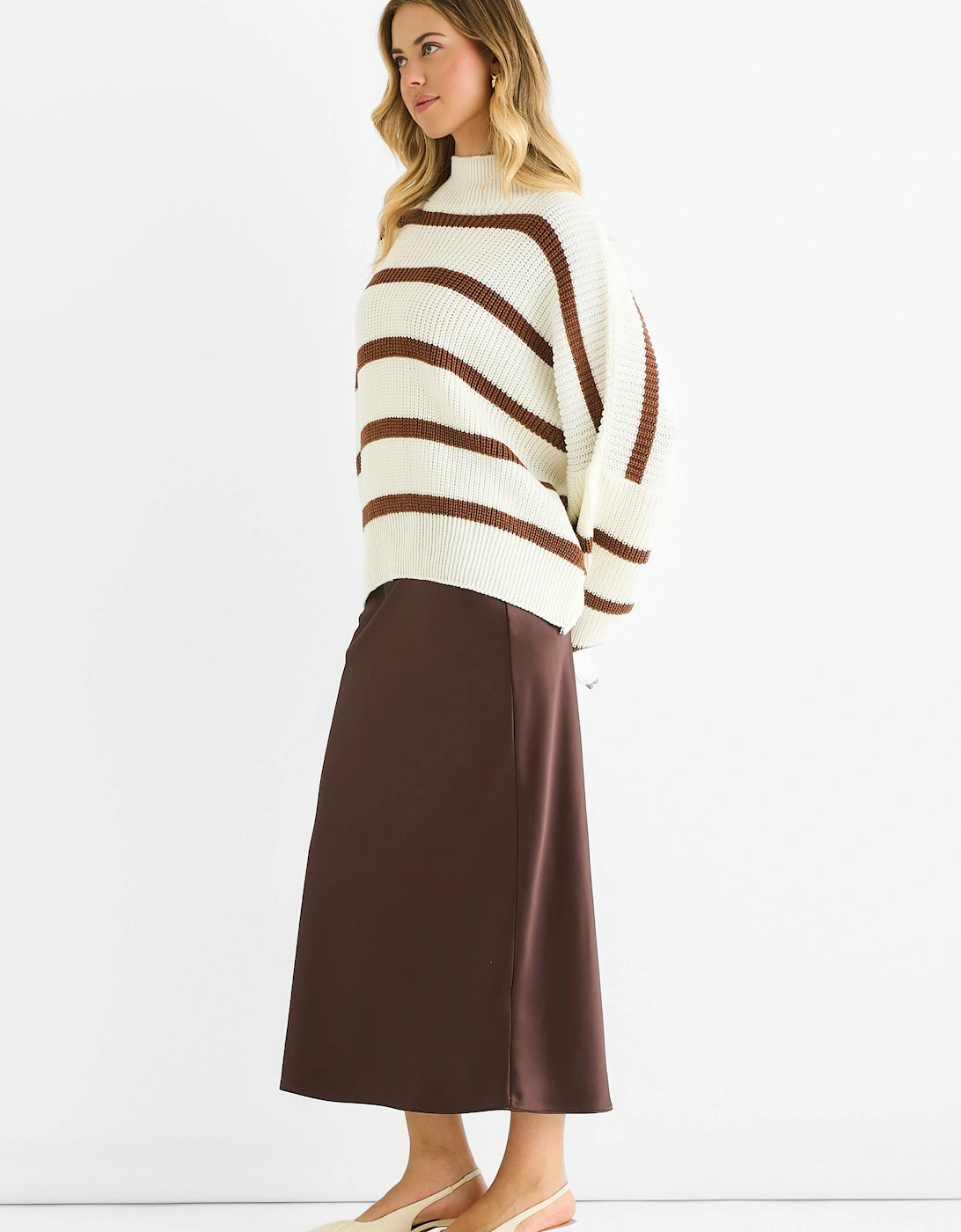White Chunky Knit High Neck Jumper
