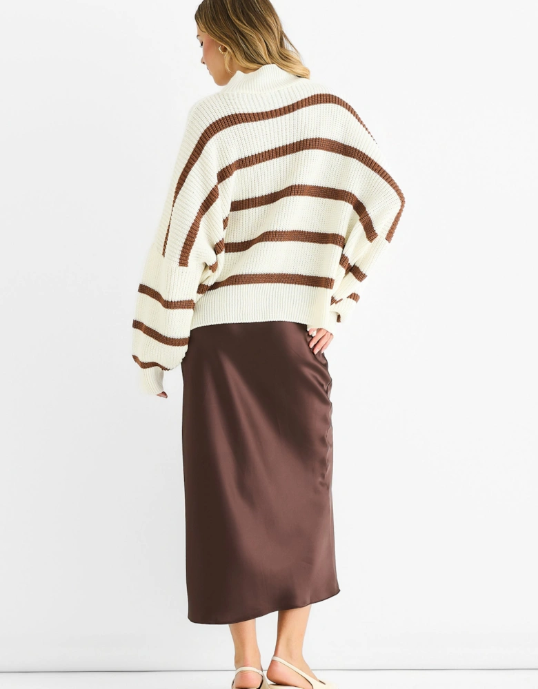 White Chunky Knit High Neck Jumper