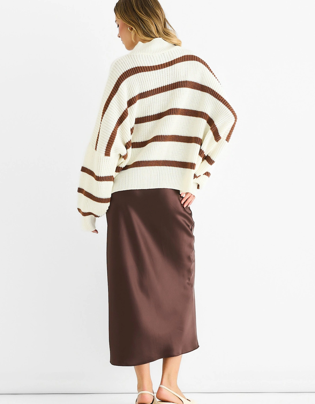 White Chunky Knit High Neck Jumper