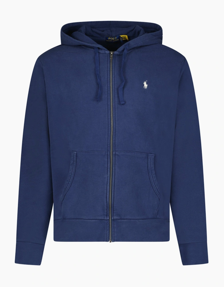 Ralph Lauren Logo-Embroidered Zip-Up Hoodie in Dark Blue