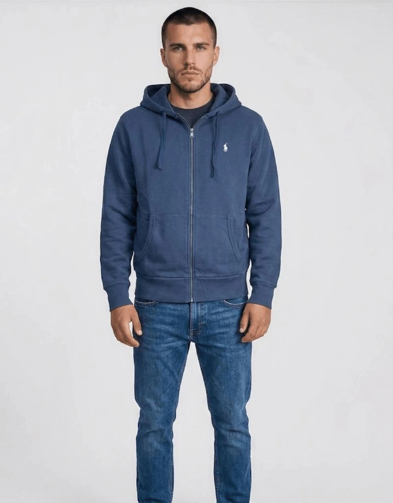 Ralph Lauren Logo-Embroidered Zip-Up Hoodie in Dark Blue