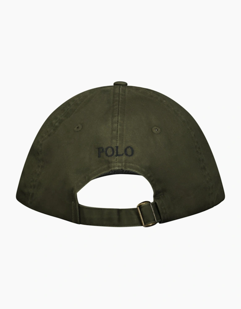 Polo Ralph Lauren Cotton Chino Baseball Cap in Khaki Green with Black Logo