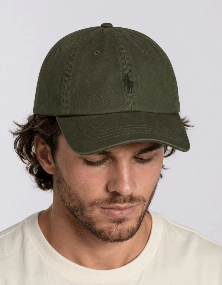 Polo Ralph Lauren Cotton Chino Baseball Cap in Khaki Green with Black Logo