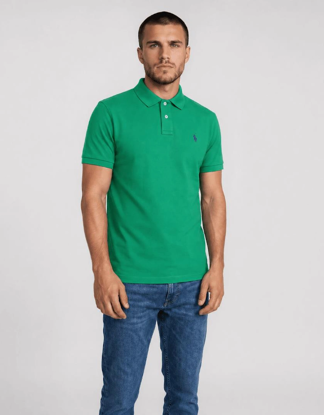 Polo Ralph Lauren Mesh Custom Slim Fit Polo Shirt in Green