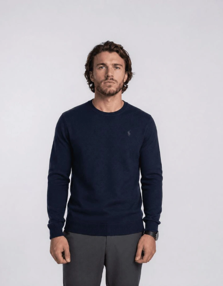 Ralph Lauren Slim Fit Cotton Jumper in Navy
