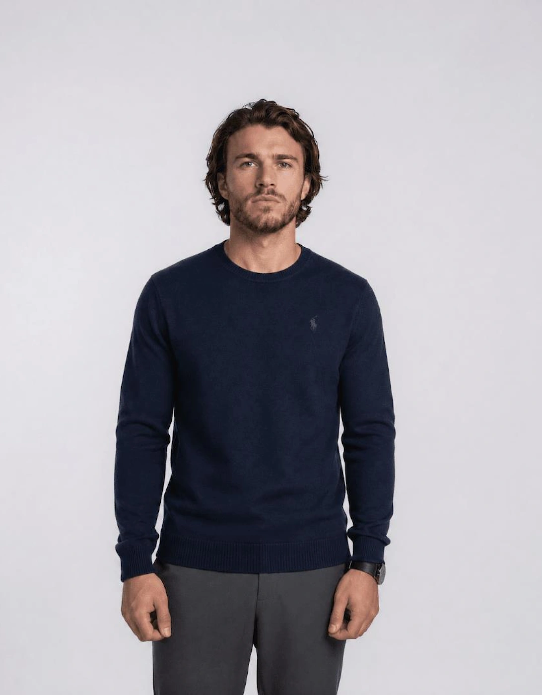 Ralph Lauren Slim Fit Cotton Jumper in Navy