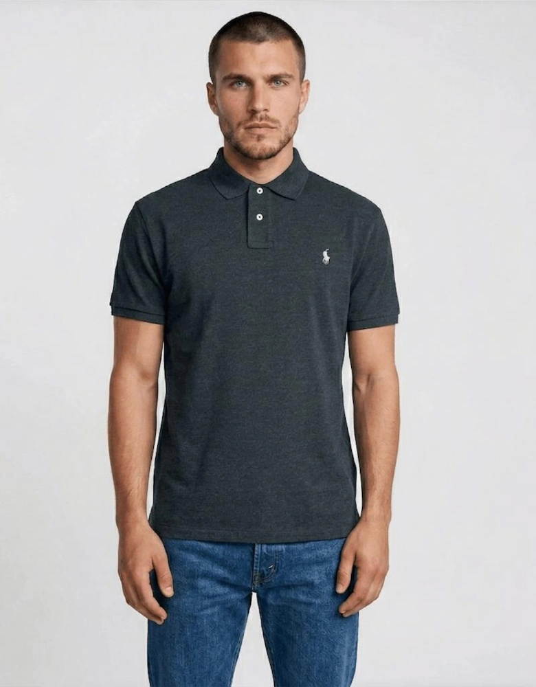 Polo Ralph Lauren Mesh Slim Fit Polo Shirt in Dark Grey