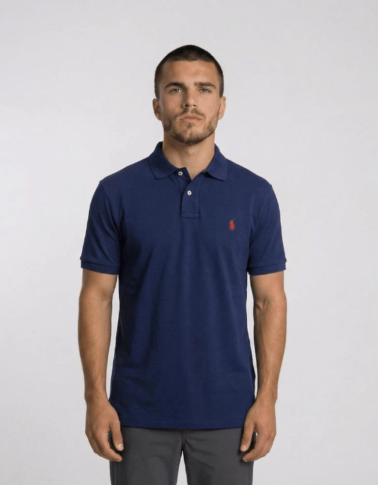 Polo Ralph Lauren Mesh Custom Slim Fit Polo Shirt in Navy