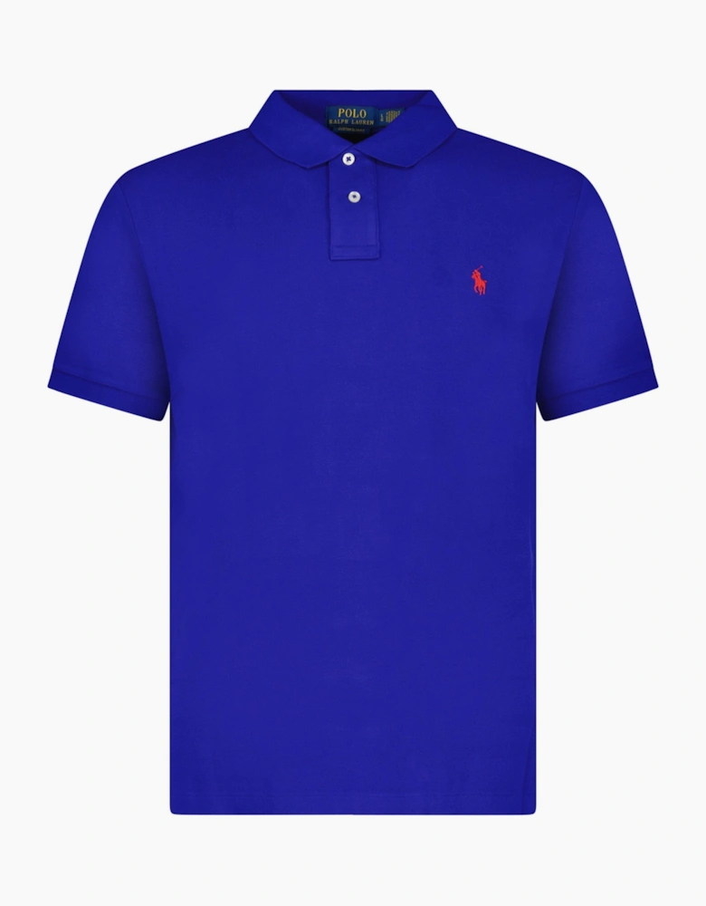 Polo Ralph Lauren Mesh Custom Slim Fit Polo Shirt in Dark Blue