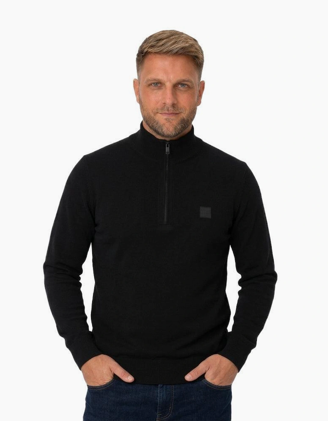 BOSS Kanobix Zip Neck Jumper Black