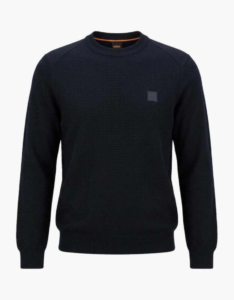 BOSS Anion Piqué Knit Jumper Dark Blue
