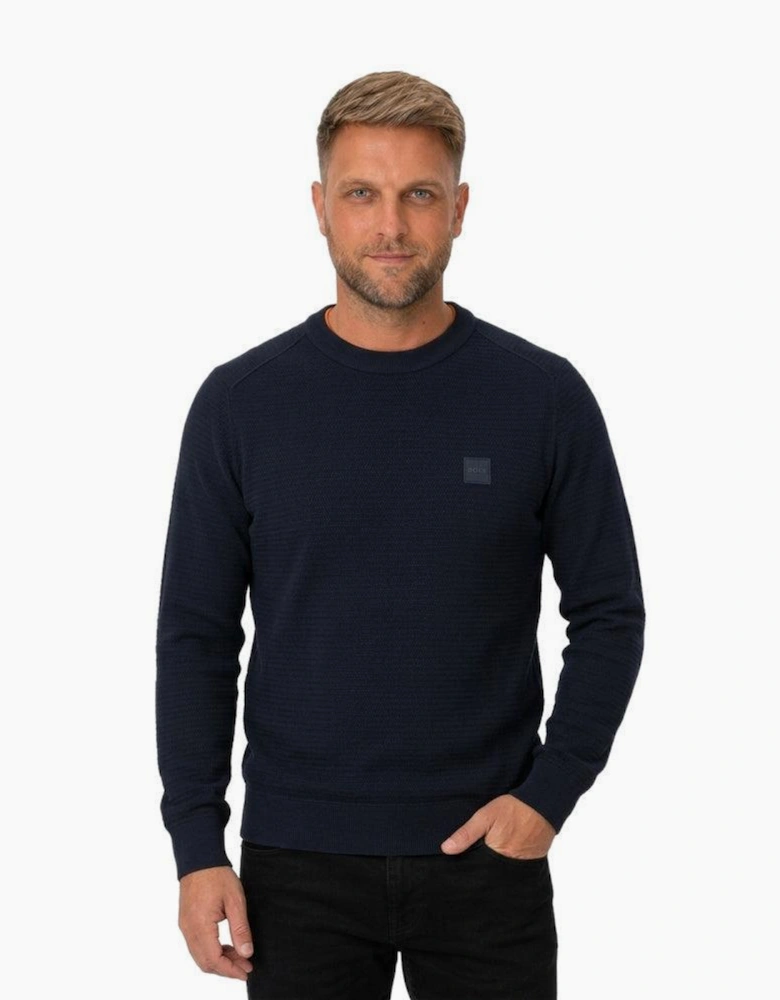 BOSS Anion Piqué Knit Jumper Dark Blue