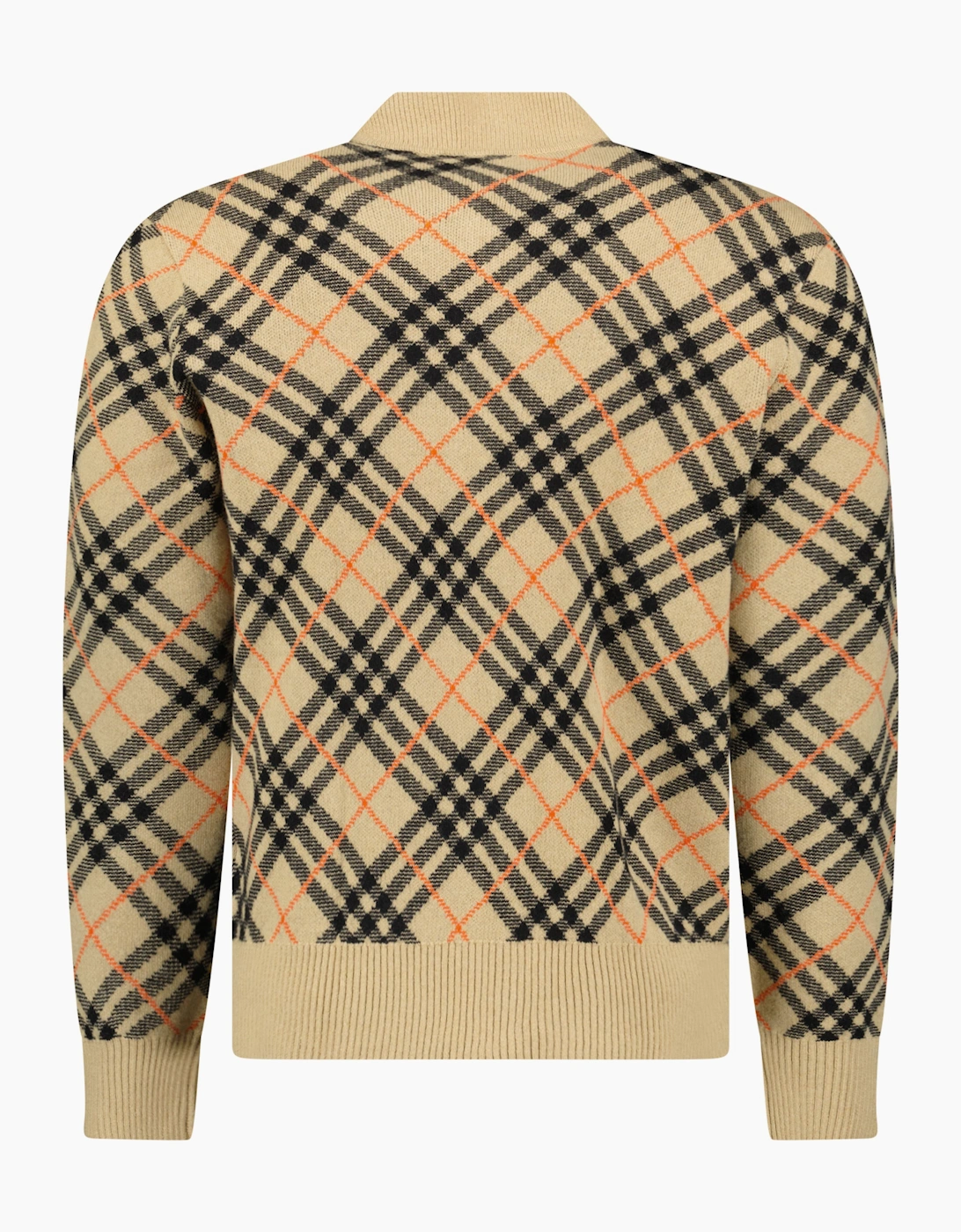 Burberry Check Cashmere Zip Cardigan Beige