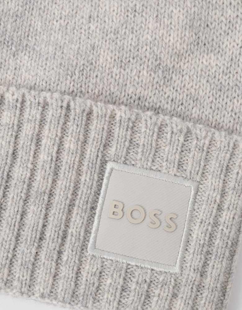 BOSS Orange Akaio R Mens Beanie with Logo Label - Open Grey 086