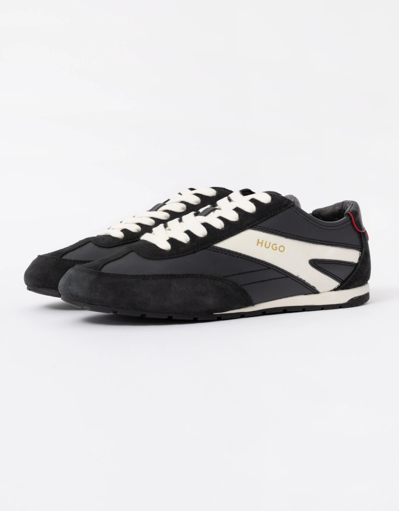 HUGO Lytton Mens Suede-Panelled Trainers with a Retro Silhouette - Black 001