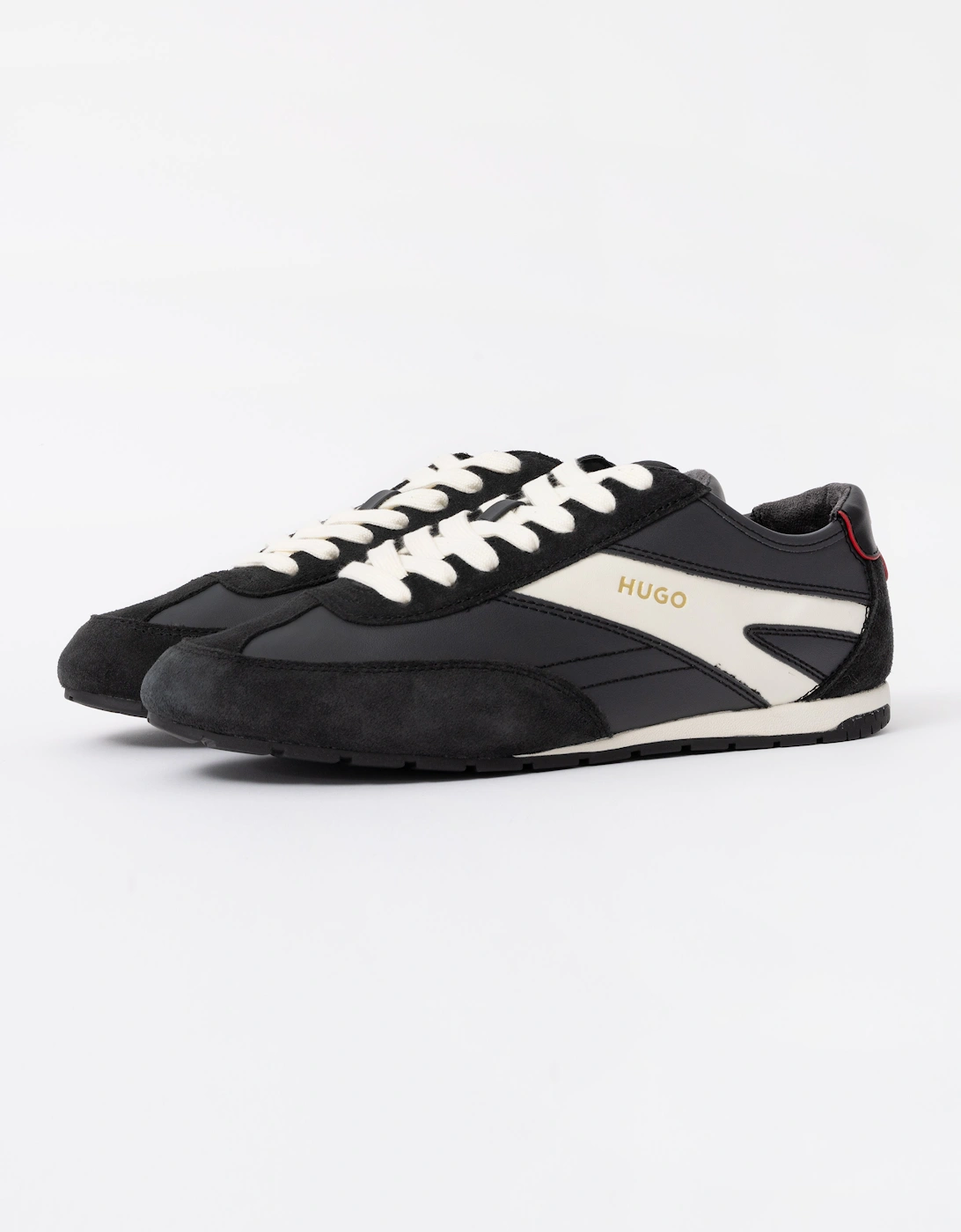 HUGO Lytton Mens Suede-Panelled Trainers with a Retro Silhouette - Black 001