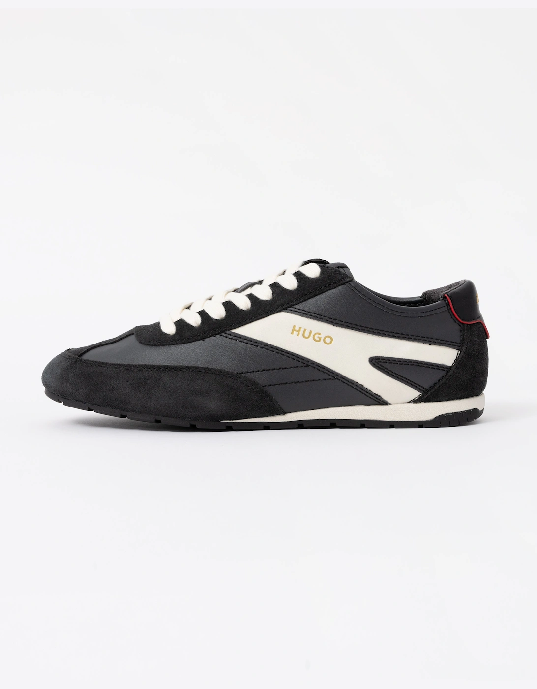 HUGO Lytton Mens Suede-Panelled Trainers with a Retro Silhouette - Black 001
