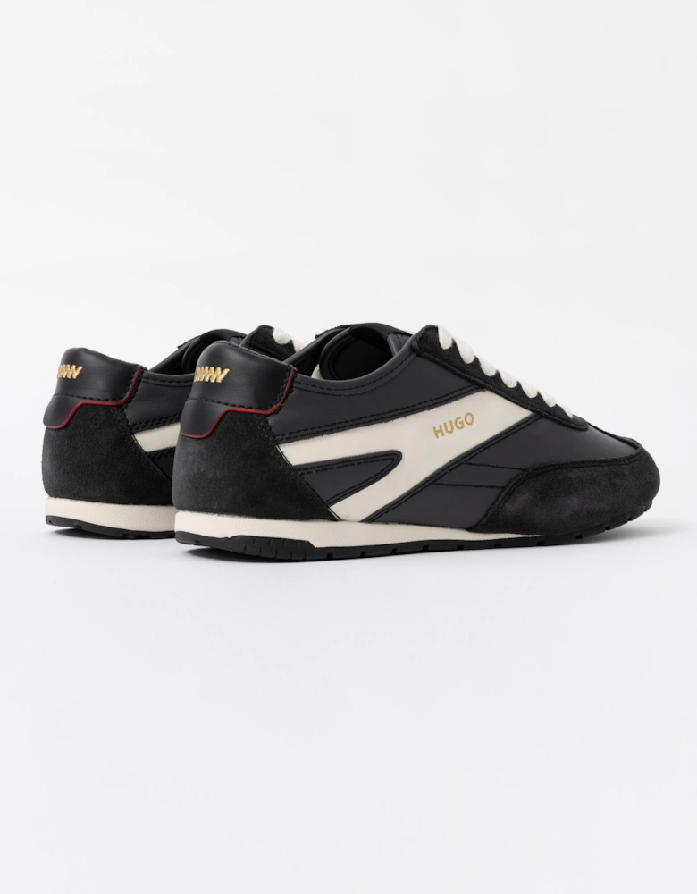 HUGO Lytton Mens Suede-Panelled Trainers with a Retro Silhouette - Black 001