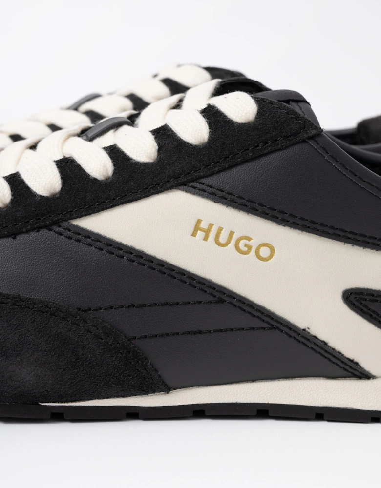 HUGO Lytton Mens Suede-Panelled Trainers with a Retro Silhouette - Black 001