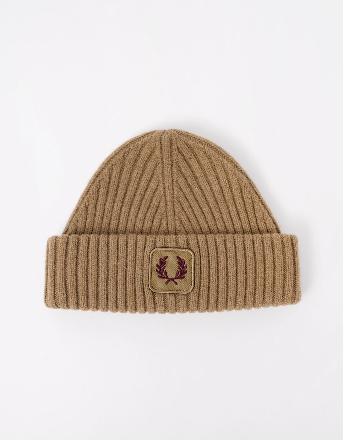 Fred Perry Mens Ribbed Wool Beanie - Bronze 31C