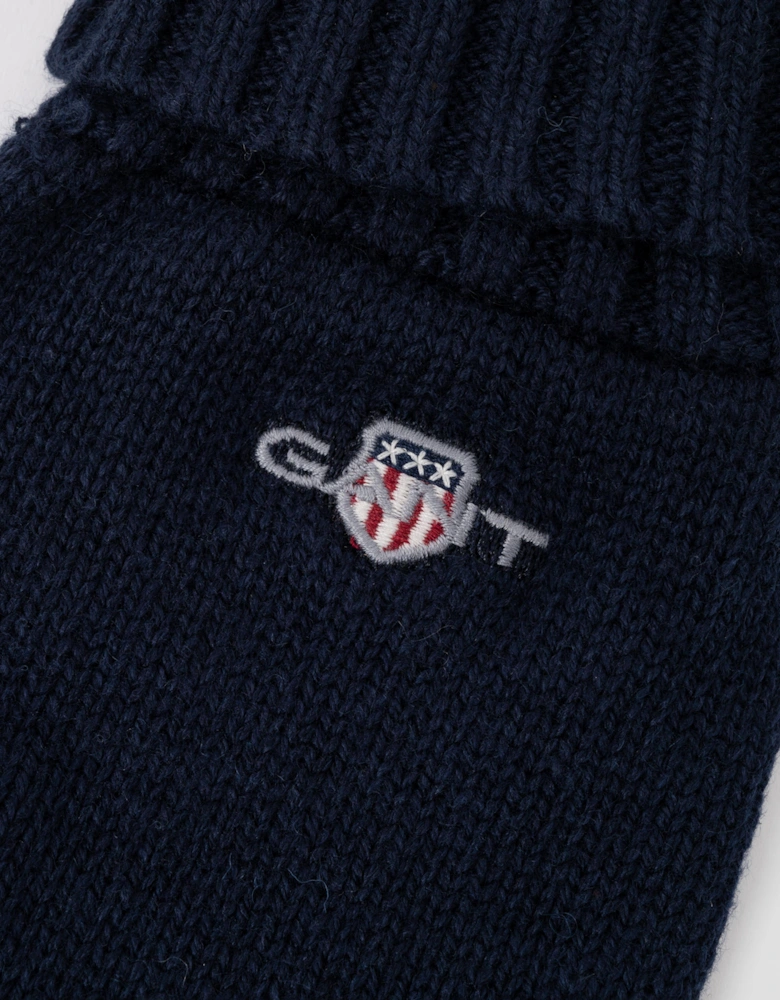 GANT Mens Cotton Blend Logo Gloves - 410 Marine