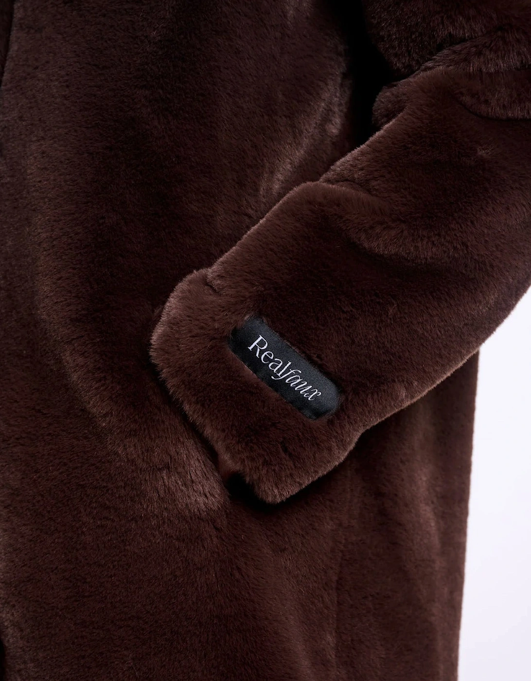 Rino & Pelle Nonna Womens Single Breasted Faux Fur Coat - Coffee Roast
