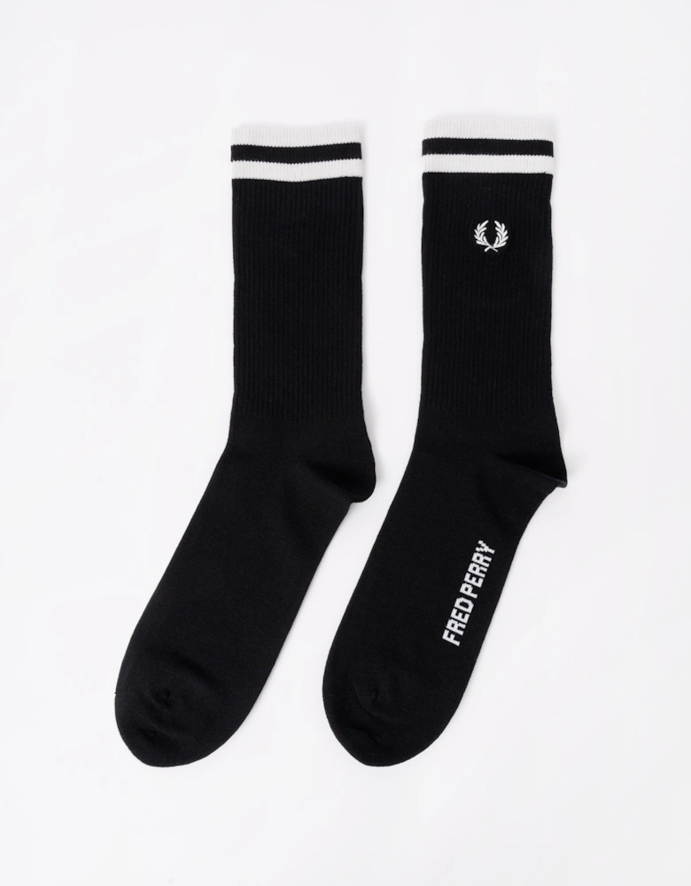 Fred Perry Mens Tipped Sports Sock - Black/Snow White 843