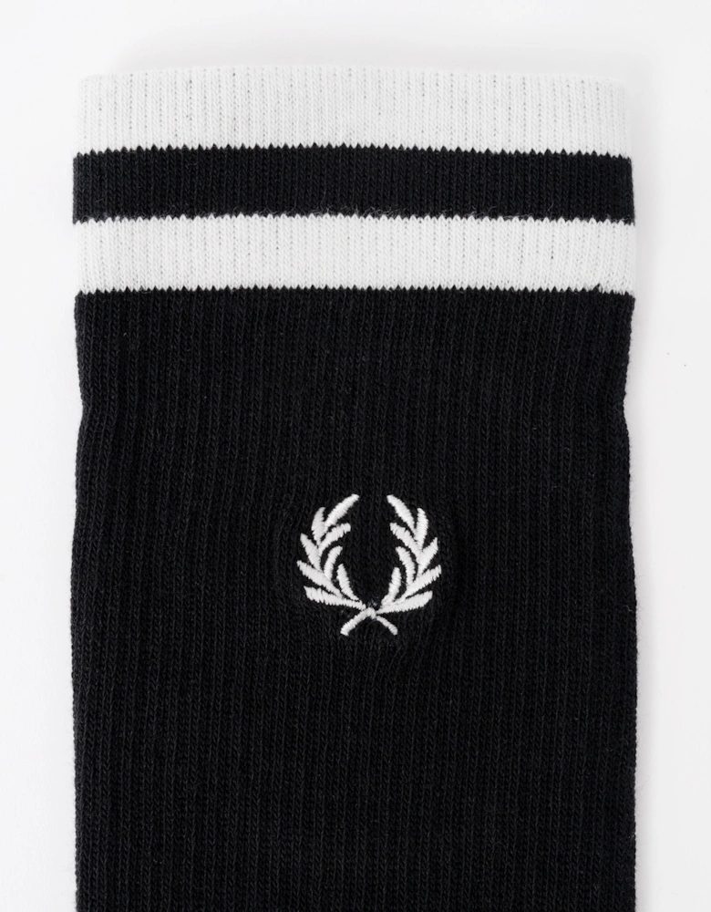 Fred Perry Mens Tipped Sports Sock - Black/Snow White 843
